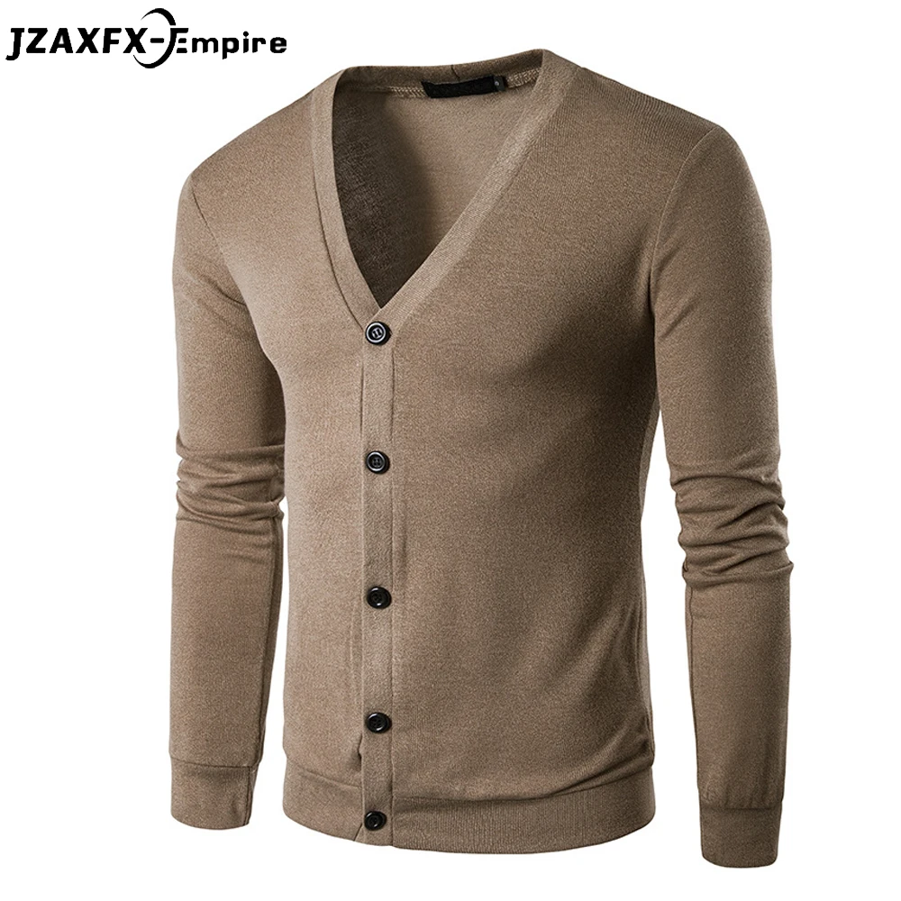 Новое поступление, Мужской Повседневный Кардиган с v-образным вырезом, мужской однотонный свитер, брендовая одежда, высокое качество, мужские модные пуловеры