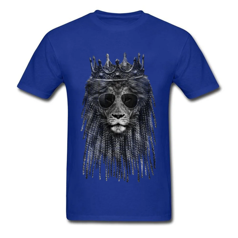 LION is KING Top T-shirts for Men Unique Summer Fall Tops Tees Short Sleeve Coupons Casual Tee Shirt O-Neck 100% Cotton LION is KING blue