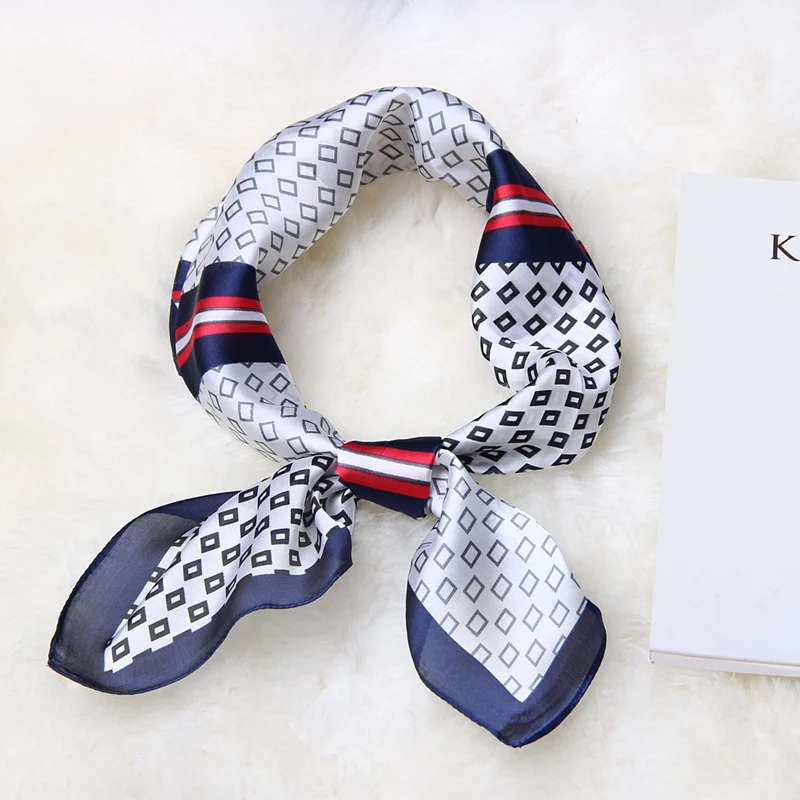 

New Women Silk Scarf Small Luxury Soft Squares Decorative Multi-functional Head Scarf Ladies Scarves Tie 70*70 cm