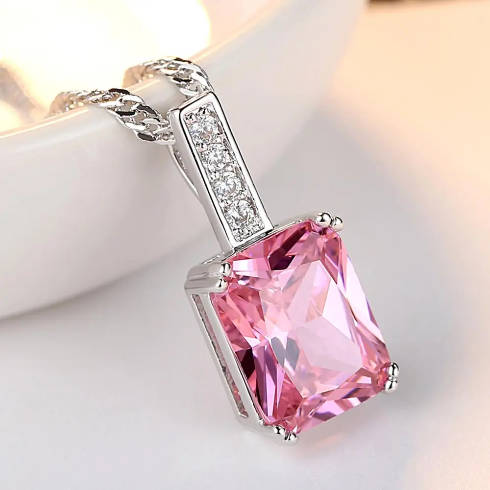Beiver розовый принцесса огранка AAA кубического циркония свадебное ожерелье для женщин белого золота цвет ювелирные изделия Дамы подарки
