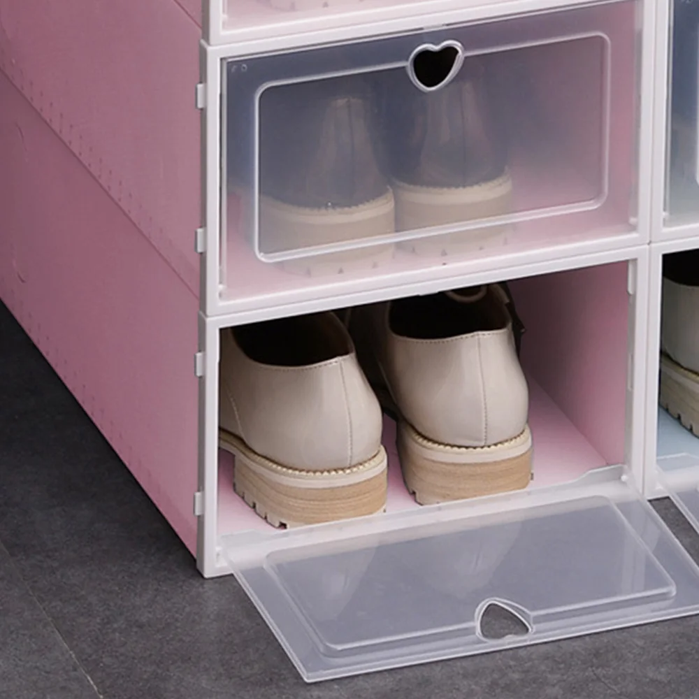 

Plastic Storage Shoe Boxes Clear Drawer Transparent Organisers Stackable Boxes New Flip-drawer Homeware Shoe Box