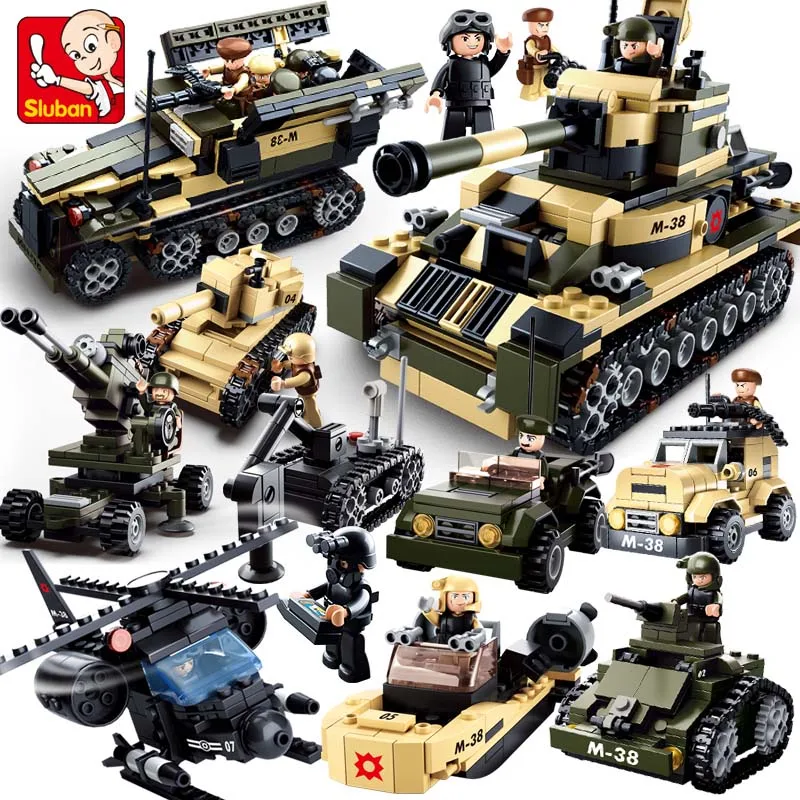 Sluban совместимый армейский танк военная серия строительные блоки фигурки Набор оружия игрушка сборка кирпичная модель для детей