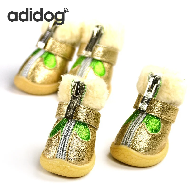 Goedkoop Herfst Winter Laarzen Schoenen voor Hond Huisdier Super Warm 4 stks set Anti Slip Sliver Gold Schoenen Huisdier Product ChiHuaHua XS XL Sneeuw Schoenen