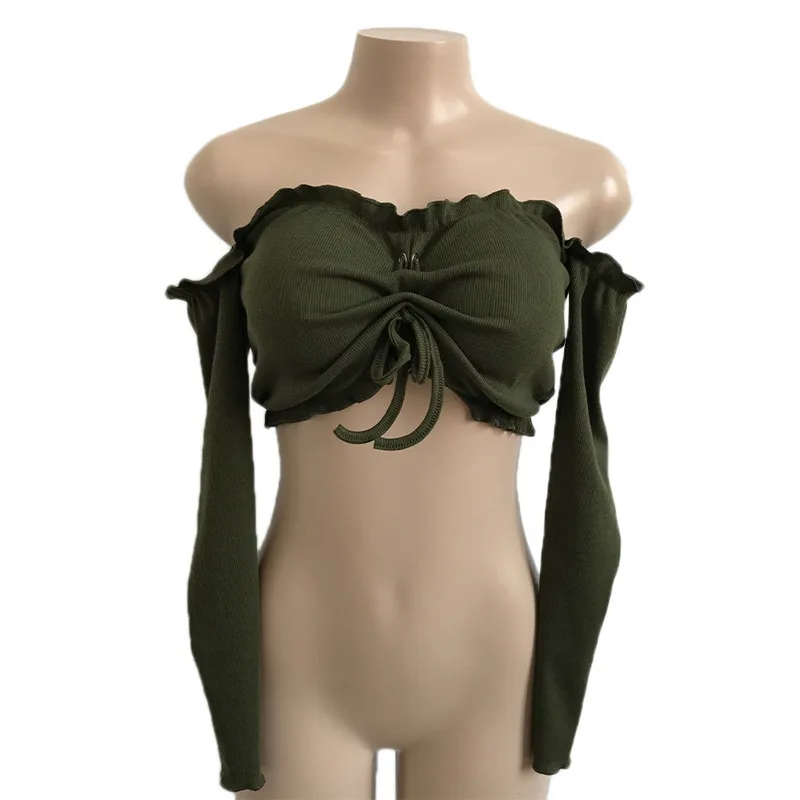 fashion folds autumn sexy strapless crop tops-10