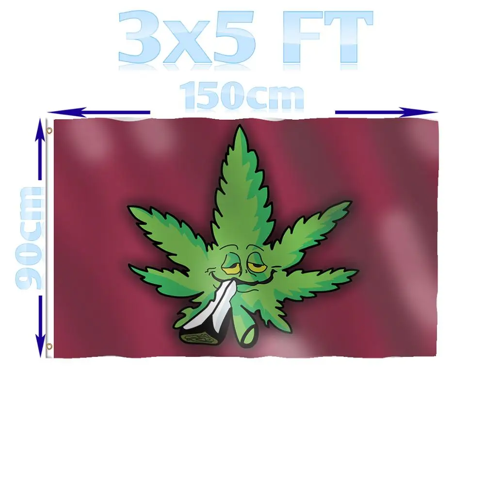 

BENFACTORY Store 3x5ft Smoke Weed Leaf Flag With Wider Reinforced Edge With Brass Grommets For Indoor and Outdoor