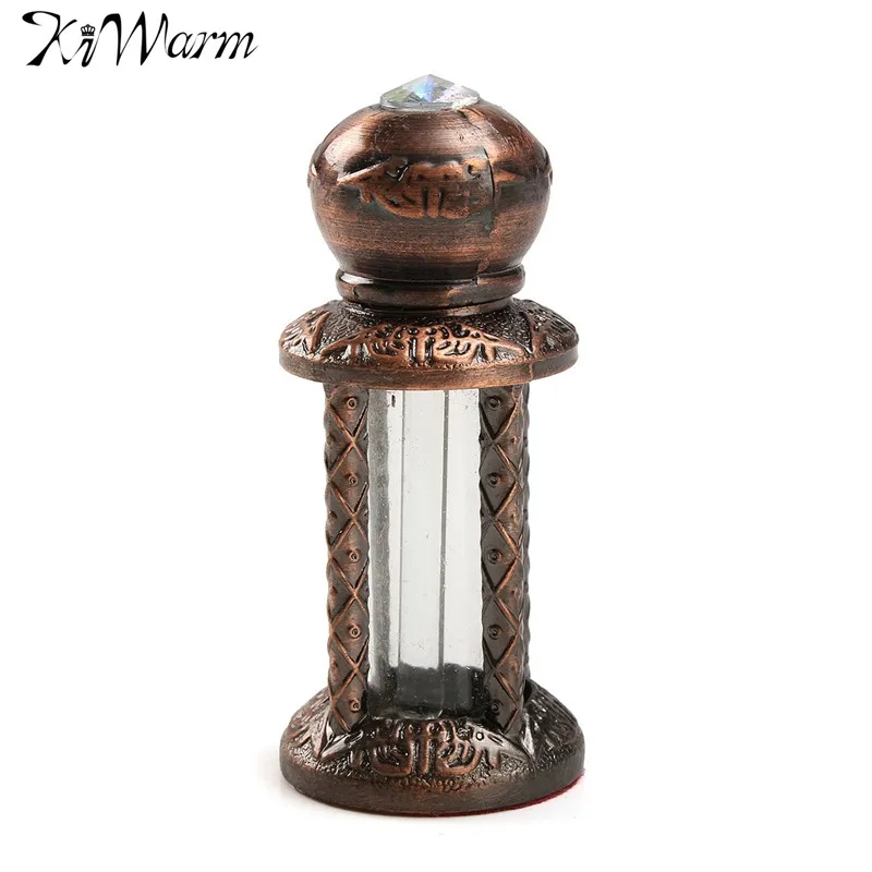 

KiWarm Vintage Retro Decorative Metal Glass Bottle Bronze Fragrance Essential Oil Perfume Bottle Home Decor Crafts Ornaments