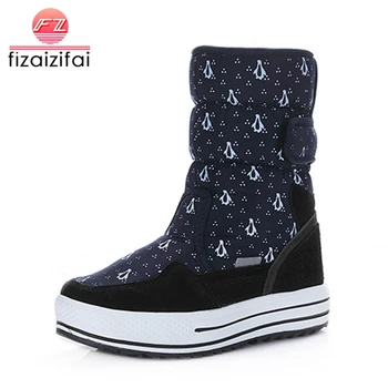 

Coolcept Winter Warm Thick Plush Women Boots Round Toe Print Footwear Casual Platform Female Snow Boot Warm Shoes Size 34-41