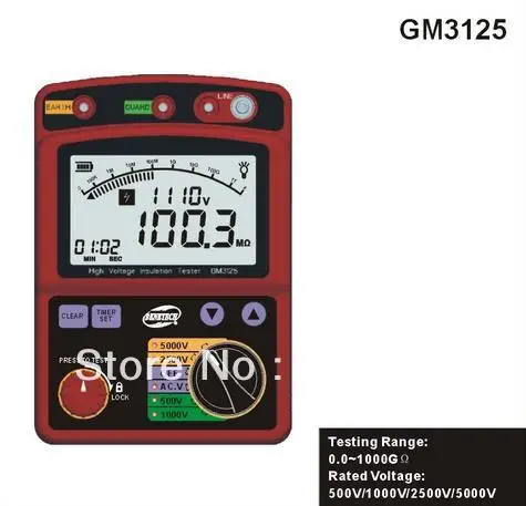 

High Voltage 5KV Insulation Resistance Tester Meter Megger 1T Ohm DAR PI GM3125
