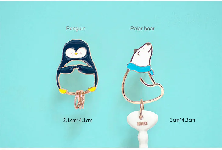 Мультфильм животных брелок металлический полярный медведь пингвин брелок эмалевая сумка кулон висячие орнамент Подвески с автомобилем Q786