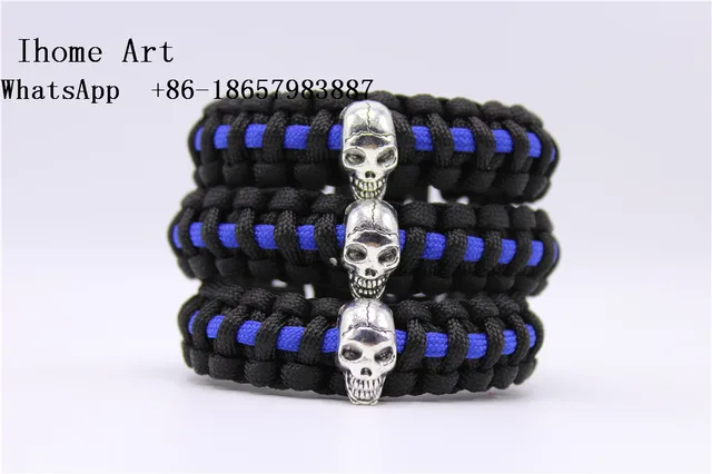 Police Thin Blue Line Paracord Bracelet Skull Law Enforcement In Police Thin Blue Line Paracord Bracelet Skull Law Enforcement