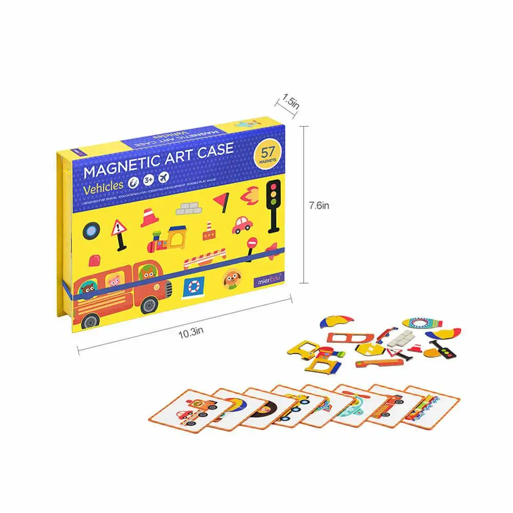 Детская доска для рисования, магнитная головоломка для детей, машина для дорожного движения, пазлы, наброски для малышей, развивающая игрушка - Цвет: Цвет: желтый