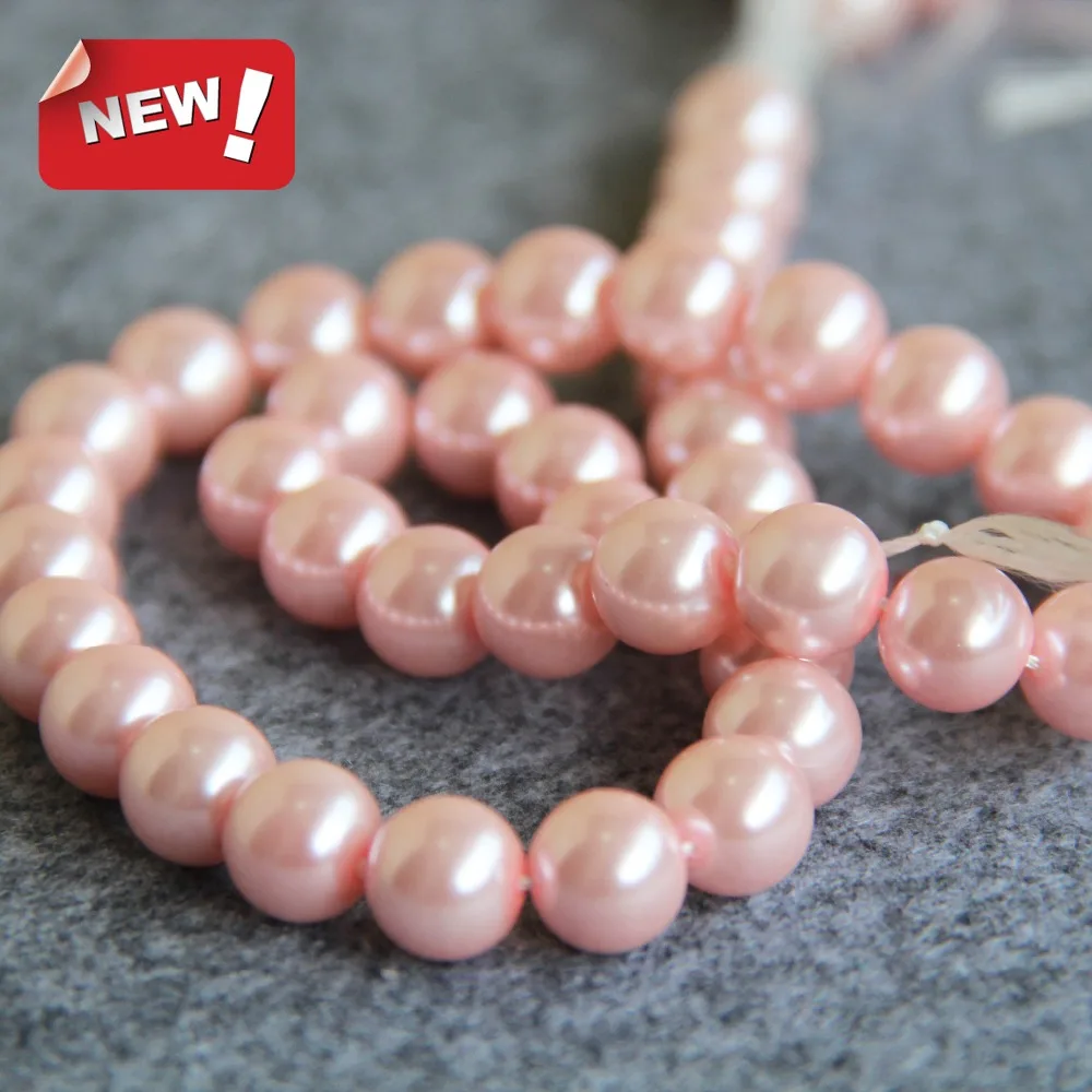 

New For Necklace&Bracelet 10mm Pink Shell Pearl Beads SeaShell DIY Gifts For Women Girl Loose Beads Jewelry Making Design 15inch