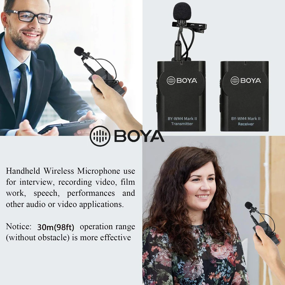 Беспроводной студийный микрофон Boya BY WM4/WM4 Mark II конденсаторная микрофонная