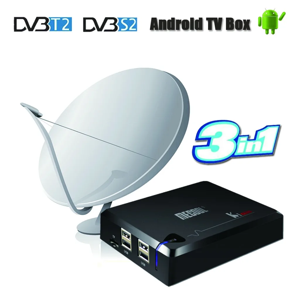 

MECOOL KI 3in1 Satellite Receiver Decoder DVB S2 T2/C+ Android 7.1 TV Box Smart TV 4K Set Top Box 2GB RAM 16GB ROM Amlogic S905D