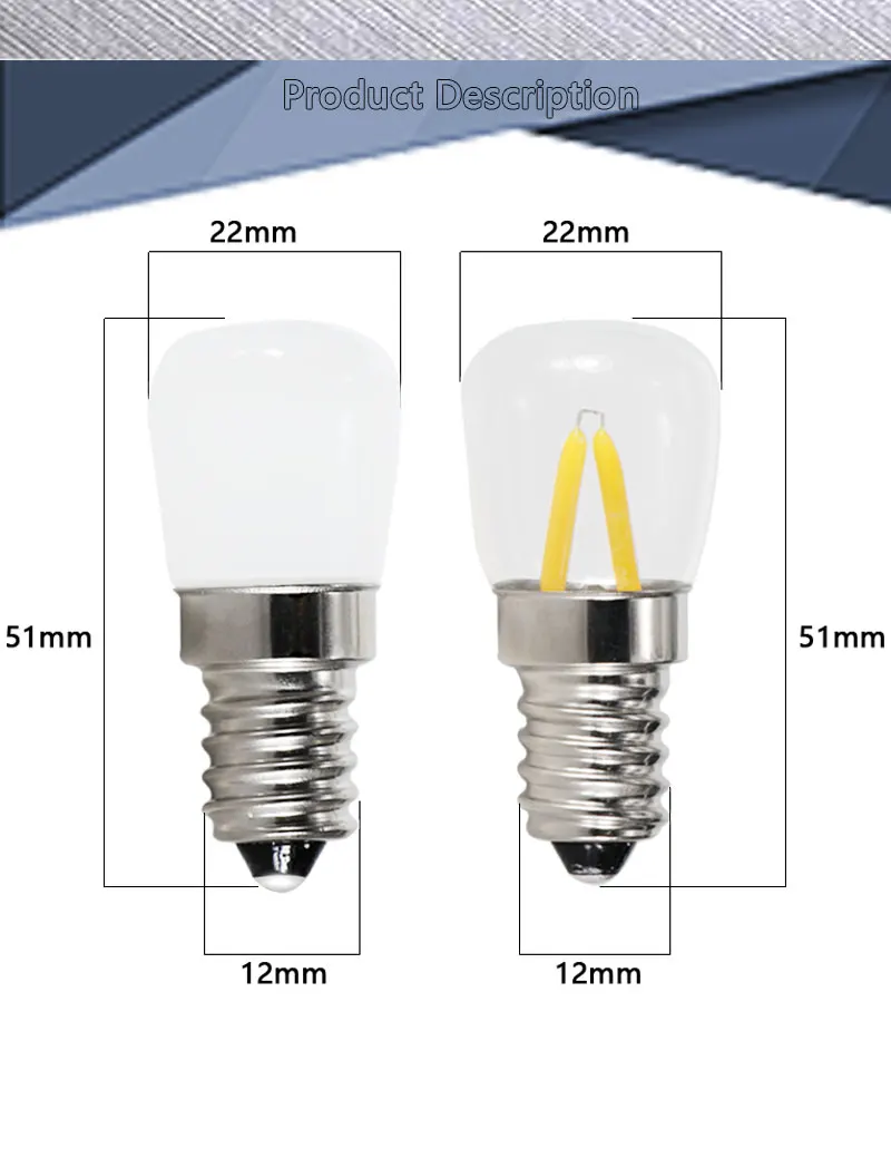 Ampul T22 E14 Светодиодная лампа накаливания 1,5 Вт 12 вольт E 14 COB стеклянная оболочка Мини Ночная лампочка холодильник морозильная камера люстры лампа