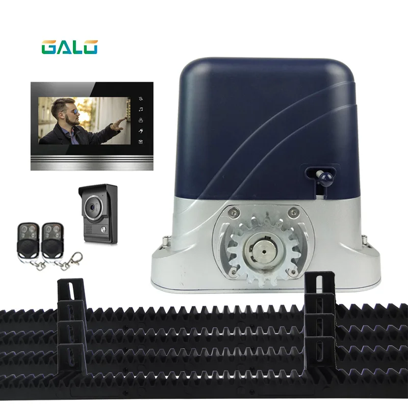 

Wired Video Door Phone Visual Video with 500kg Automatic sliding gate opener motor operator 4m nylon rack 2ps remote