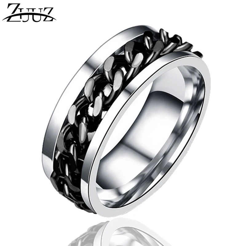 

ZUUZ stainless steel rings for men finger male silver mood fidget ring black alliance mens fashion jewelry accessories punk