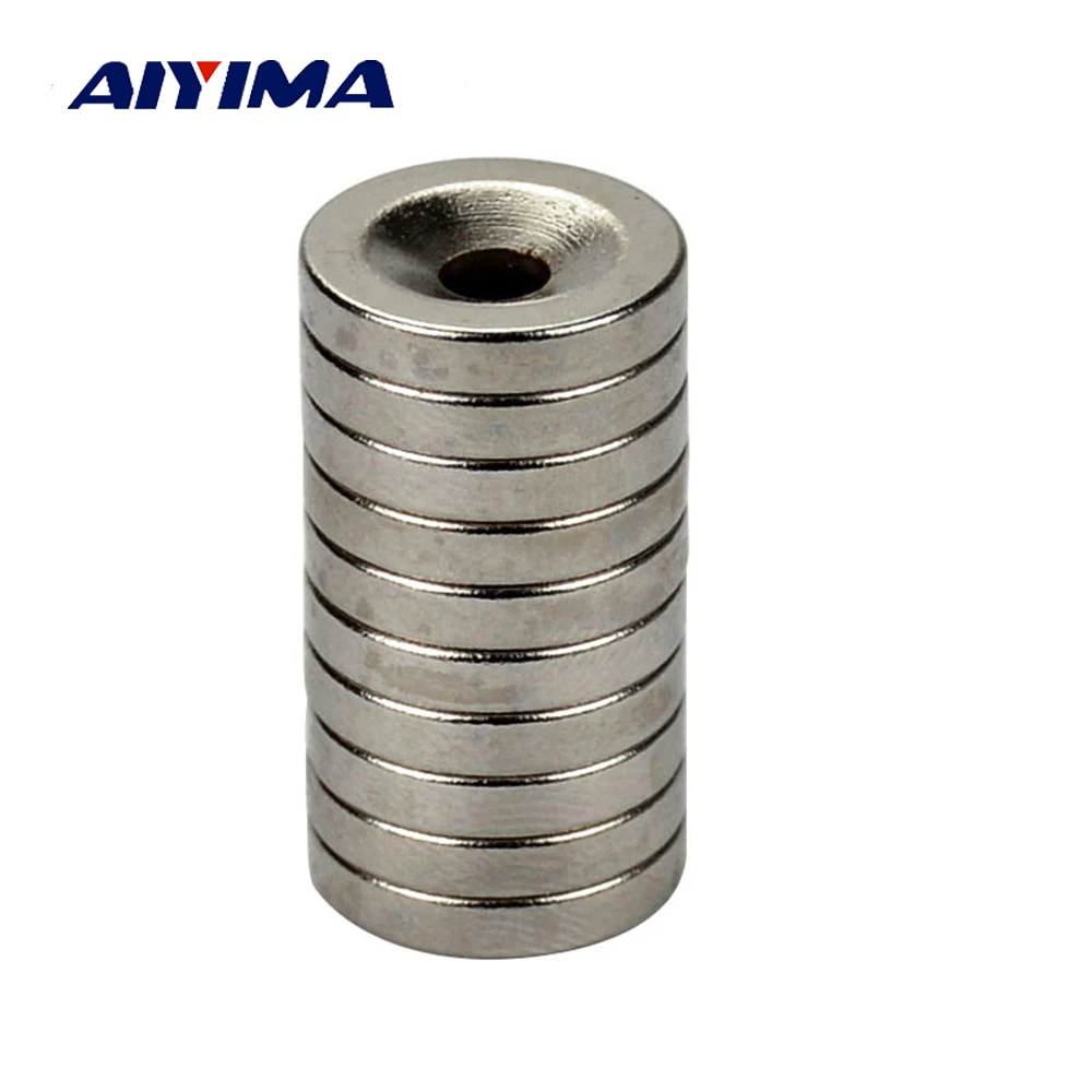 AIYIMA 10pcs Round Diameter 15MM*3MM Hole 4MM Rare Earth NdFeB