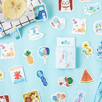 

46pcs/box Cute Summer Wind Festival Mini Handmade paper sticker Diary Scrapbooking Decorative DIY Stickers Stationery