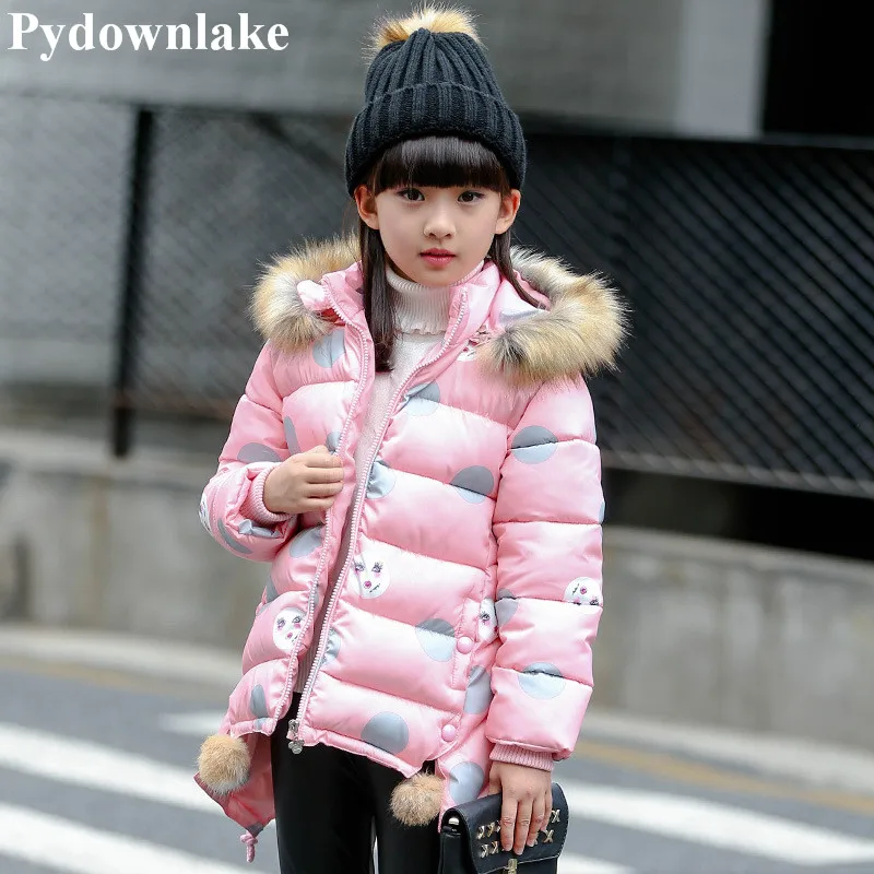 

Pydownlake Girls Winter Coats Long Thick Down Teenage Coats Children long fur hooded jackets teenage Kids quilted Greatcoa Clot