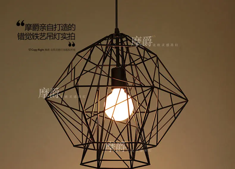

modern black iron bird cage Lamparas Suspension Luminaire pendant light dining bedroom lamp