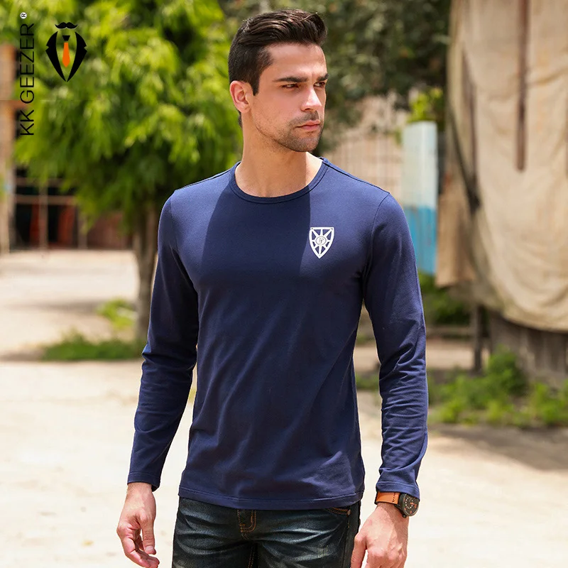 

T-Shirts Men T Shirts Blank Long Sleeve cotton O Neck Mens Tees Casual Famous Brand High Quality Loose Business Solid Color Work