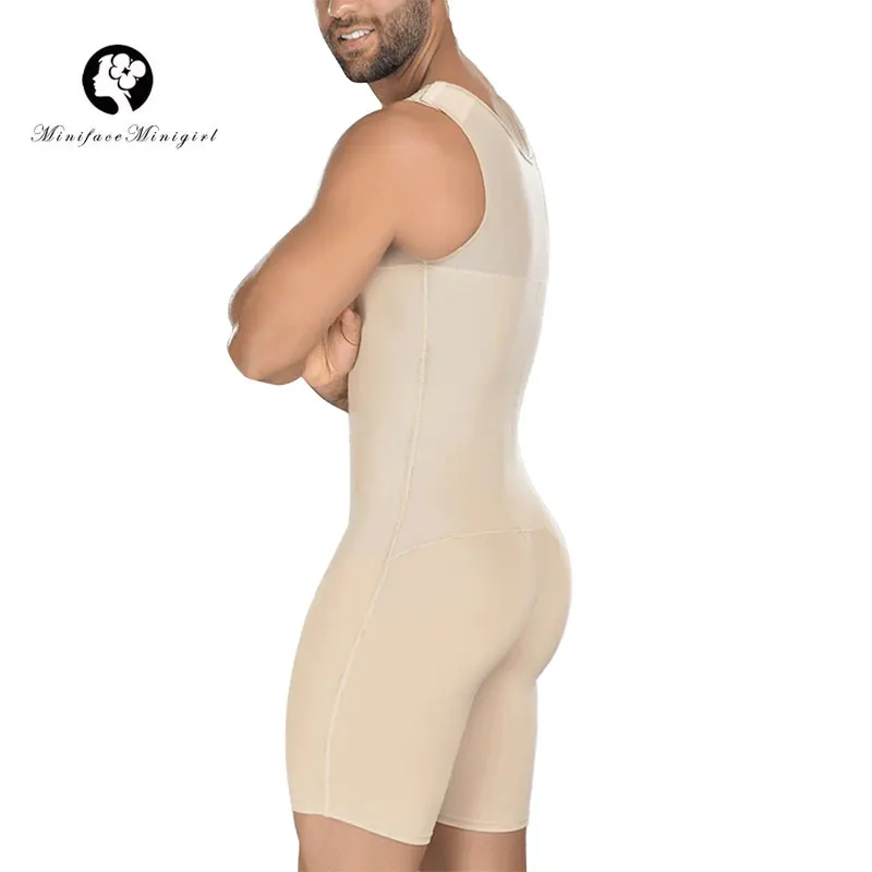 Minifaceminigirl мужской черный телесный размера плюс Корректирующее белье после хирургического похудения твердый компрессионный облегающий костюм Shaper
