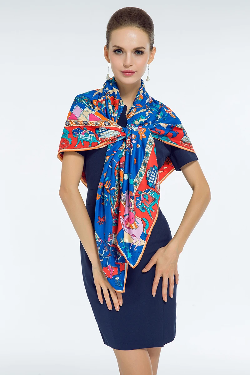 Большой хиджаб саржевый шелковый шарф для женщин с принтом дерева квадратные шали шарф на голову Женский 130 см* 130 см роскошные шарфы для дам палантины