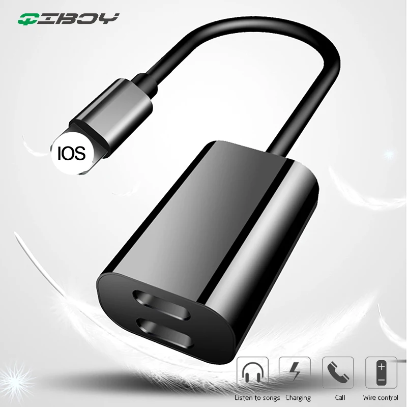 

2 in 1 Double Lighting Charger Listening Adapter For iPhone X 7 8 Plus IOS Splitter Earphone Audio Aux Cable Converter Adaptador