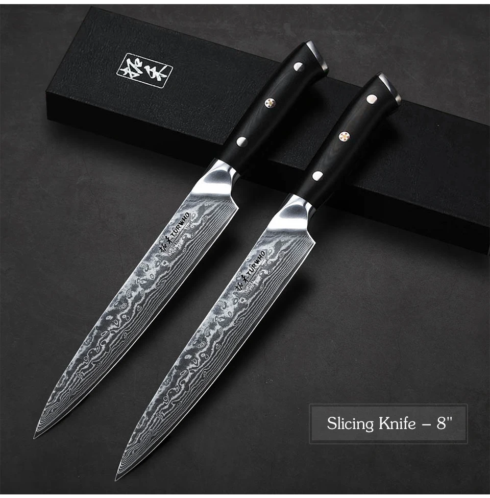 TURWHO 5 шт. набор кухонных ножей 67 слоев японской дамасской нержавеющей стали Santoku Кливер шеф-повара для очистки овощей ножи G10 Ручка