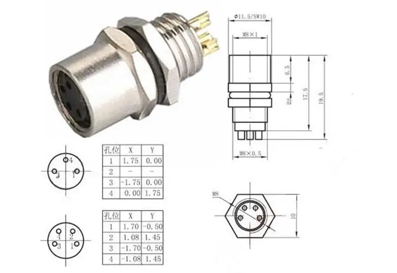 5 шт. M8 3pin, 4 pin блокировка разъемы авиация розетка Мужской и Женский провода Панель Разъем адаптеры адаптер