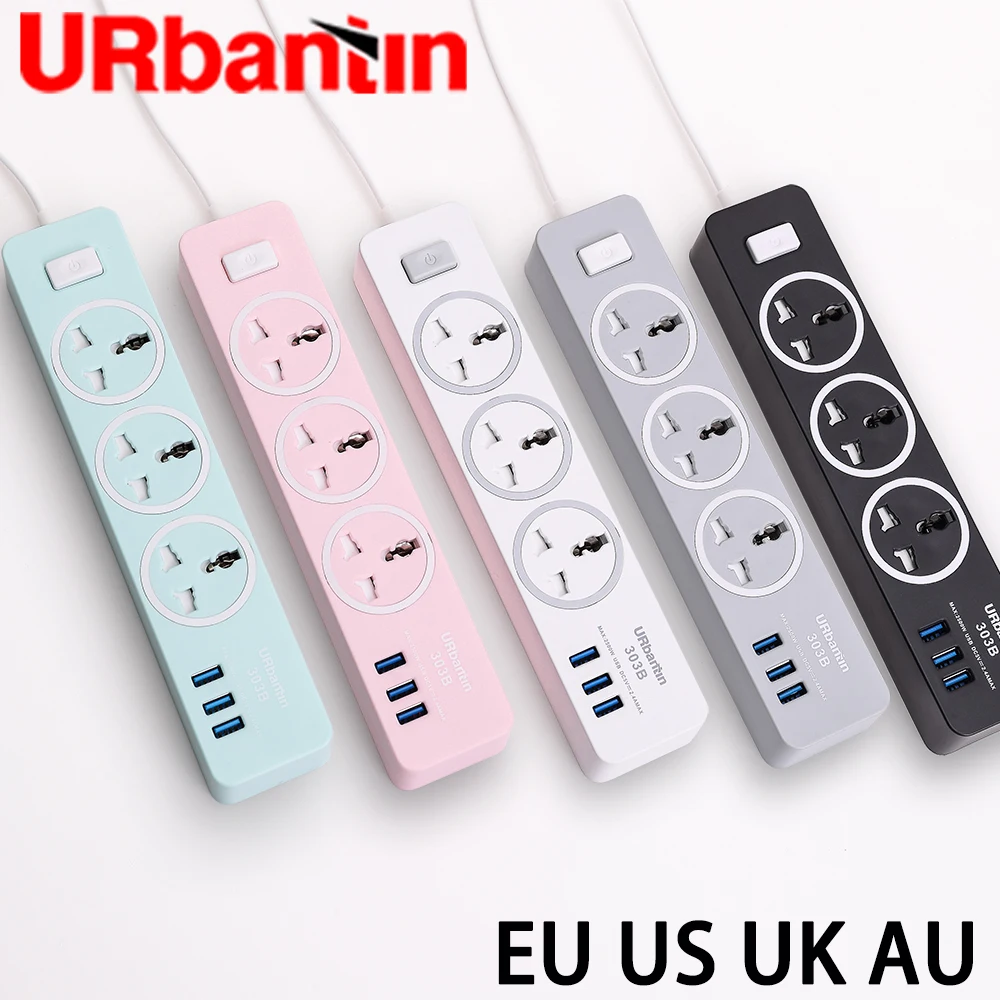 

Urbantin USB Power strip Smart plug Quick charge USB universal socket with EU UK AU US plug Multi plug Power strip