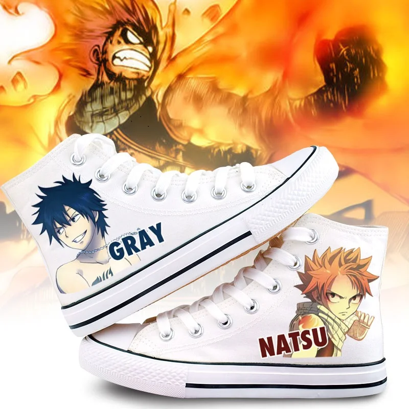 

High-Q Unisex Anime Cos Fairy Tail Casual Preppy Student White plimsolls canvas shoes rope soled shoe