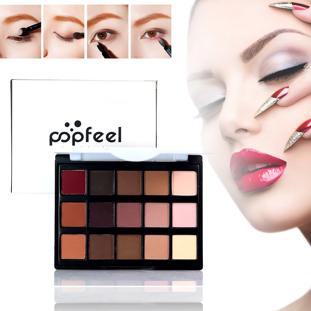 

POPFEEL 15 Colors Makeup Eyeshadow Palette Shimmer Matte Eye Shadow Palette Nude Eyelid Waterproof Eye Makeup Pallete TSLM2