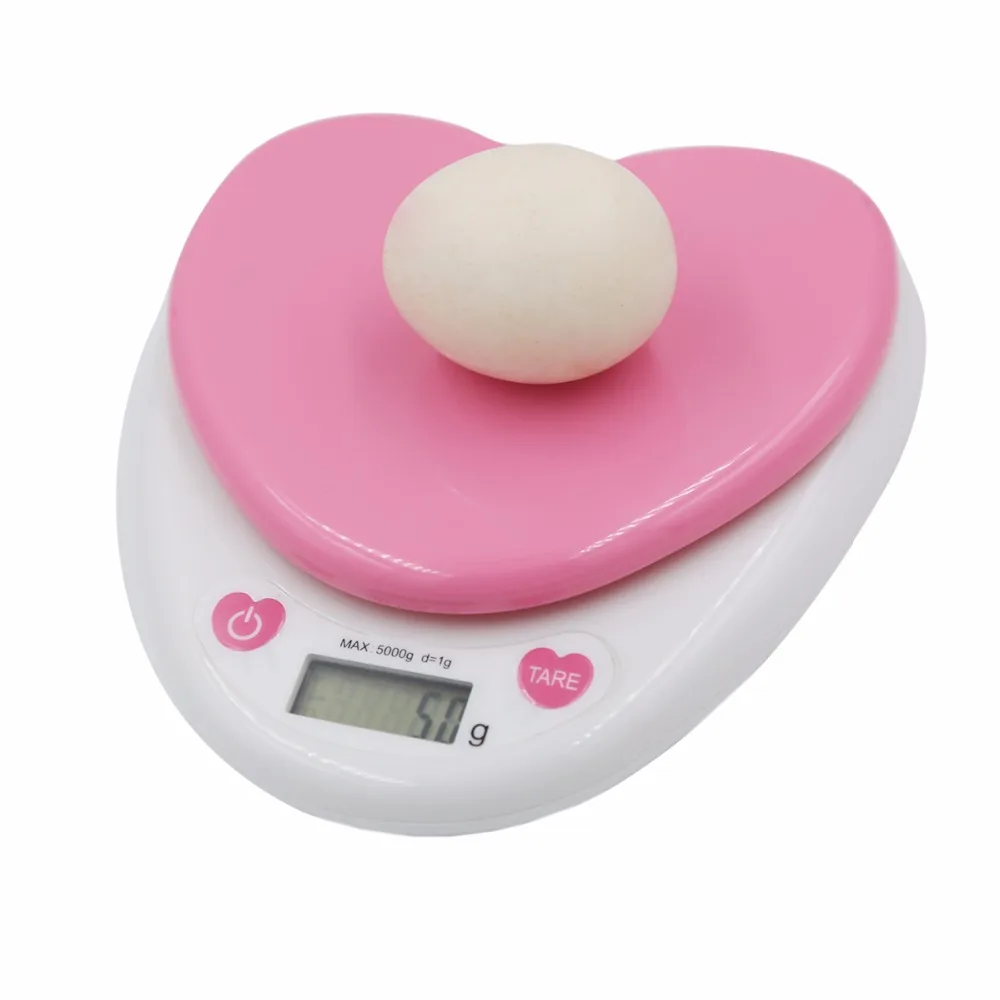 Pink 5Kg/1G 5000g Kitchen Scale LED Glass Baking Scale Tea Herbs