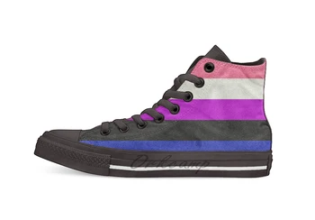 

Gender Fluid Flag Design breathable Casual High Top lace-up Canvas shoes sneakers For Drop shipping