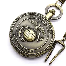 Американский морской корпус значок винтажный кулон старинные карманные часы Стиль USMC кварцевые в стиле стимпанк подарок для мужчин и женщин