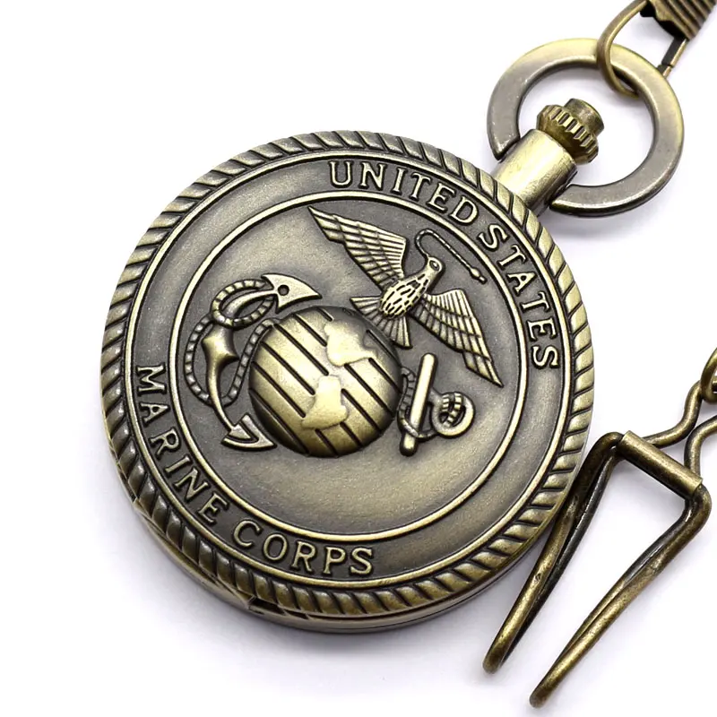 United States Marine Corps Badge Vintage Pendant Pocket Watch Antique