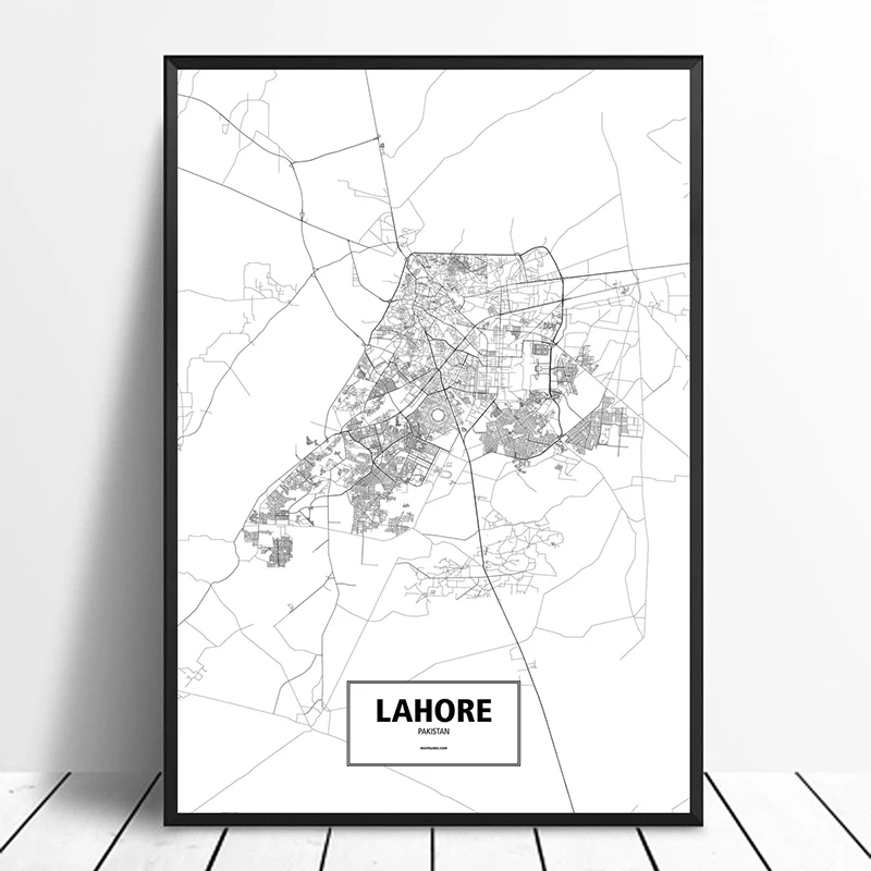 Lahore Пакистан черно белый индивидуальный фотопостер печать на холсте настенное