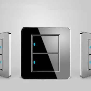 

Click Wall Switch 2 Gang 1 Way / 2 Way Any Point Clicky Switch Feeling of Clicking Mouse Acrylic Crystal Mirror LED Indicator