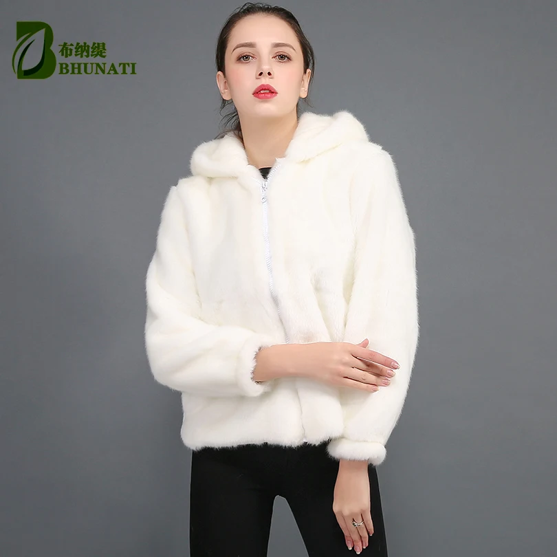 

BHUNATI 2018 Winter Women Hooded Faux Fur Coat Fashion Warm Long-sleeved Jacket Female Short Jacket Coat Plus size