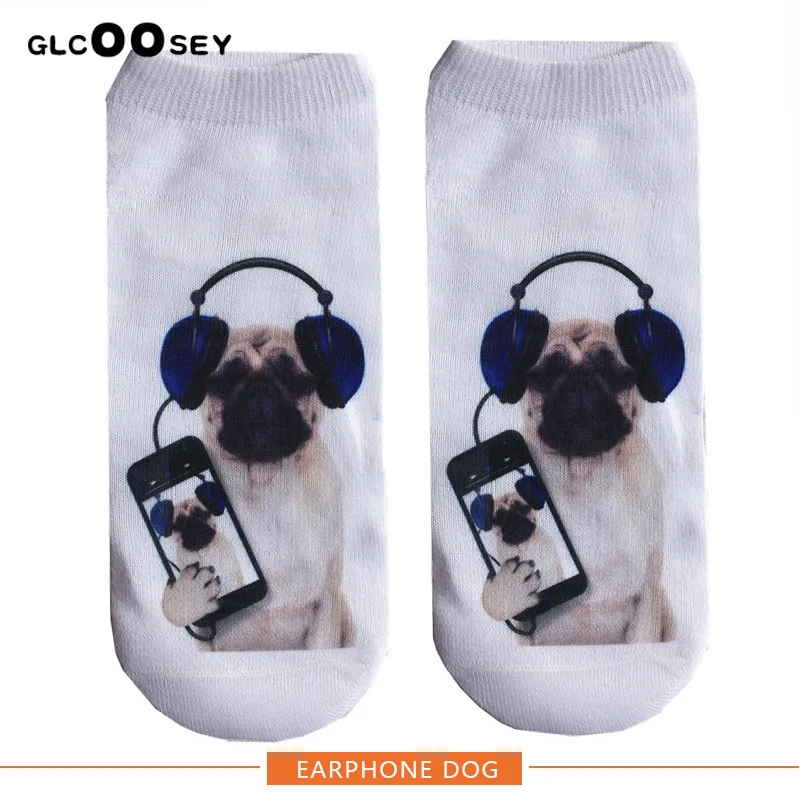 3D с принтом «Собака» и носки 1 пара футболка с забавным мультипликационным принтом «Для мужчин короткие хлопковые носки Для женщин милые животные лодка носки по цене изготовителя Harajuku женский