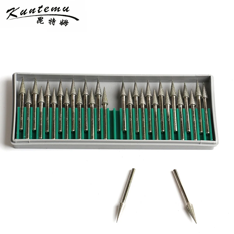 Free Shipping 30pcs Cone Head Diamond Mounted Points Grinding For Jade Metal Wood Polishing |