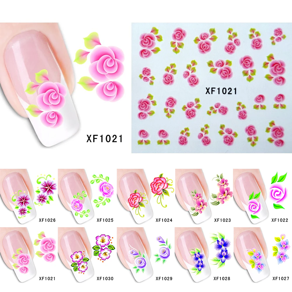 

ELECOOL 10 styles Nail Art Sticker Flower Stickers Decals Tips Decoration Manicure DIY Flower Decals Stickers Nail Decoration