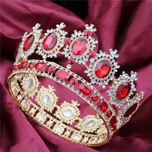 Corona de Reina grande para desfile, corona para boda, Tiaras y coronas, gran Cristal de imitación, diadema, tocado nupcial, joyería para el cabello