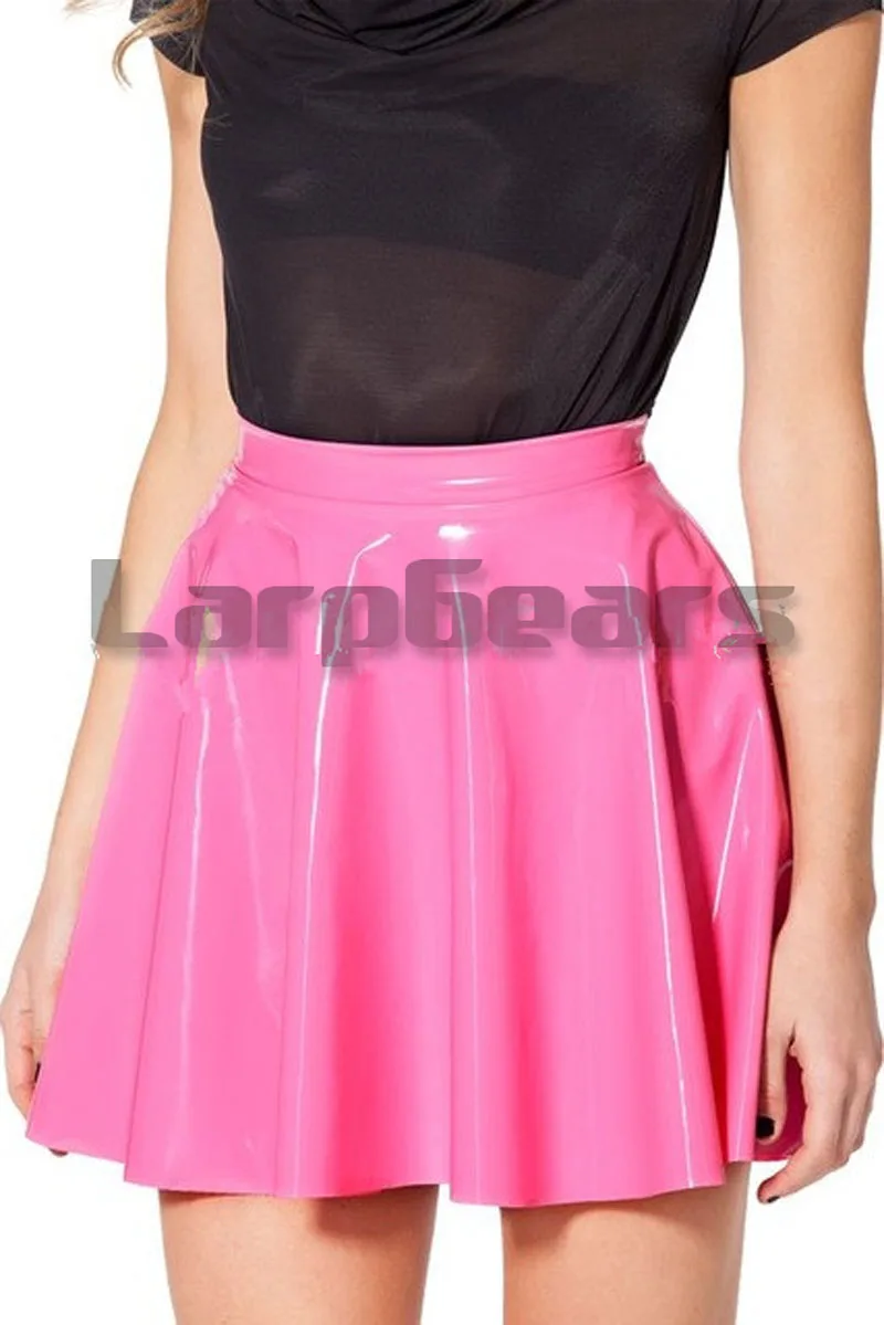 

A-line Pink Latex Mini Dress Cute Girl Sexy Skirt