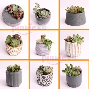 

Many kinds of cement Succulent flower pot mold cement pot silicone mold geometric gypsum concrete pot mold