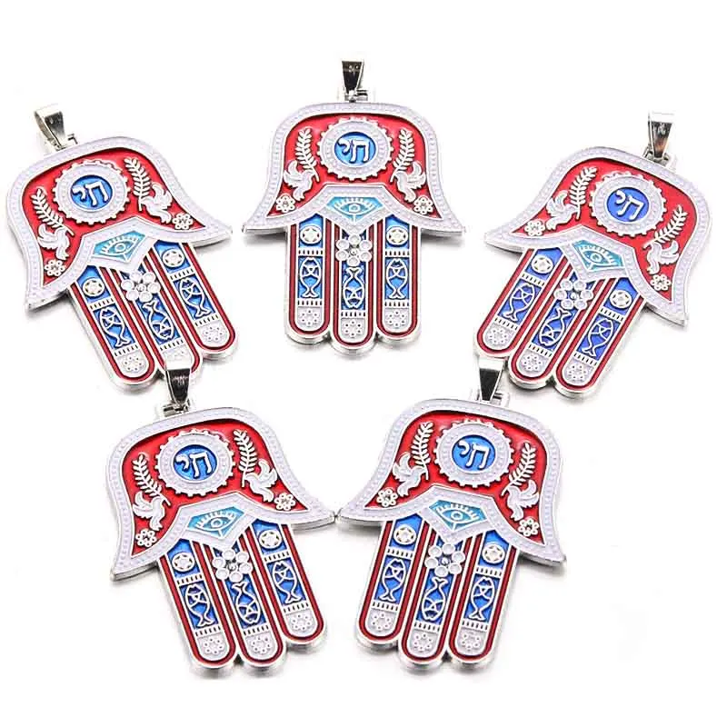 

10pcs Fatima Hamsa Classic Hand Pendant Red Pendant Ladies Amulet Fashion Jewelry Gift Wholesale B1302