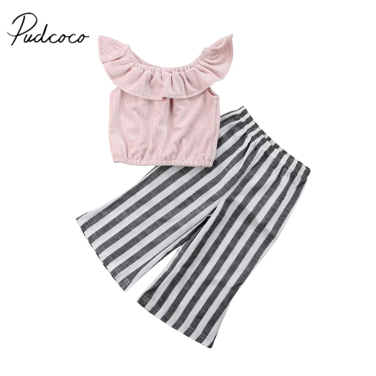 Infant Toddler Baby Girl Stripe Rainbow Skirt Outfits Sleeveless Tshirt Vest Crop Top Princess Summer Clothes Set