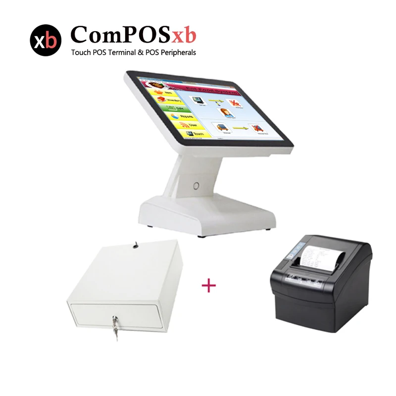 

15 Inch Touch Screen cash register All Set Pos Terminal All In One With Thermal Printer Cash Drawer pos system